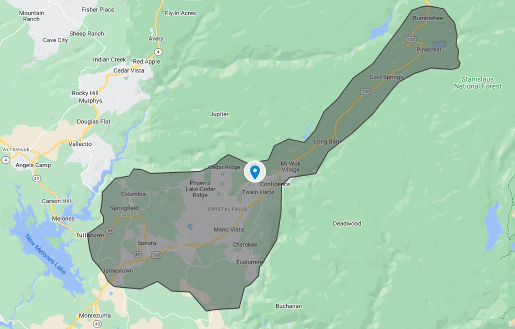 Twain Harte Tree Service Area